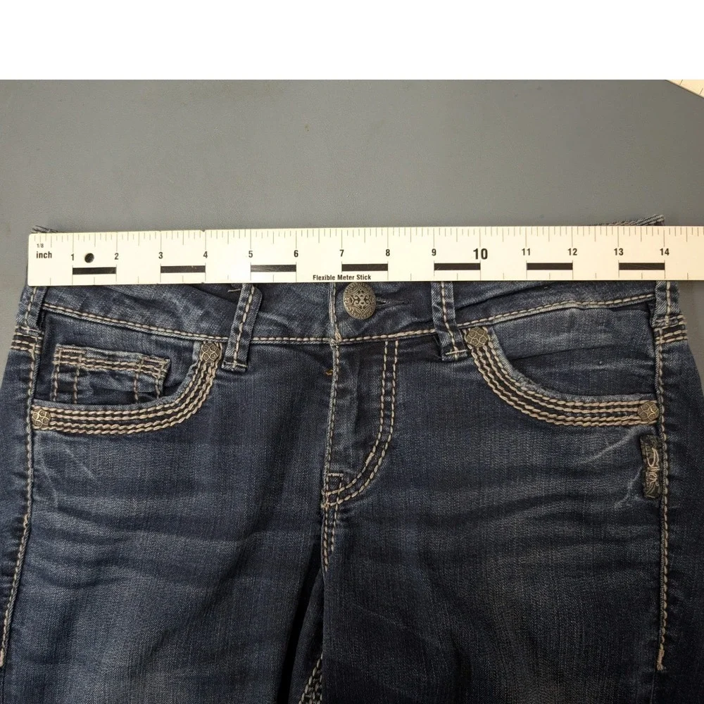 Silver Jeans Co Suki‎ Mid Capri Womens W27 Dark Wash Blue Contrast Stitch L43916